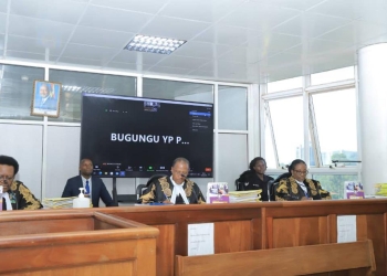 Justice Irene Mulyagonja (Right) with other justices in court (last year)