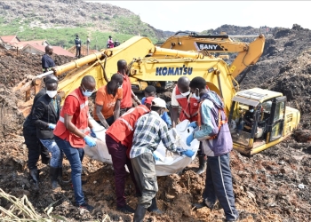Deputy IGG Anne Muhairwe at Kiteezi Land fill on Sunday