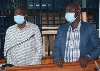Charles Basoga (L) and Mr James Muganza (R) who have been  granted bail.