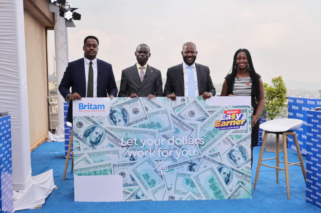 L-R: Vernon Kihuguru, Investment Manager, Britam Asset Managers; Denis Kizito, Director of Market Supervision, Capital Markets Authority; Ronald Kasolo, General Manager, Britam Asset Managers; and Flavia Tumusiime Kabuura, Event Moderator, at the launch of the Britam Easy Earner Dollar Fund in Kololo