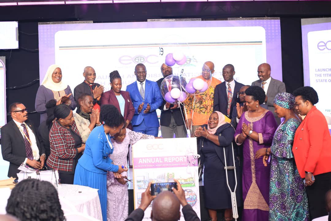 Ugandan officials launch the 2023/24 Annual Report on the State of Equal Opportunities in Uganda at Sheraton Hotel in Kampala