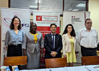 Some of the key stakeholders who participated in the launching of the FEF initiative at Alliance Francaise Kampala on Wednesday. (Courtesy photo)