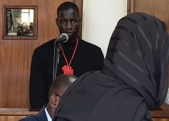 Sammy Okanya during his bail application at Buganda Road a few months back(Courtesy photo)