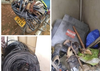 Electricity wire theft bust: suspects caught with stolen goods, including wires, uniforms, and vehicles
