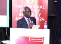Retired Justice James Ogoola delivering his key note address.