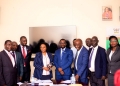 Left to Right: Mr. Evarist Bainomugisha, Mr. Deus Tayari Mujuni, Mr. Simon Kizito, Prof. Damalie Nakanjako, Prof. Bruce Kirenga, Dr. David Patrick Kateete (Rear), Prof. Henry Alinaitwe, Dr. Richard Idro (Rear), Mr. Patrick Akonyet and Prof. Annettee Nakimuli at the handover ceremony on 2nd December 2024.