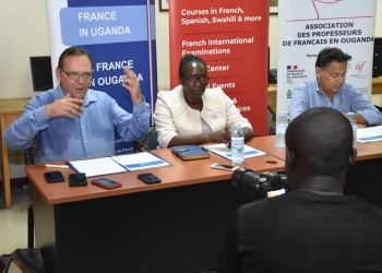 The Director of Alliance Française Kampala, Eric Touze addressing the press on Saturday