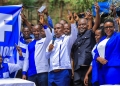 Jubilant People's Front for Freedom (PFF) members celebrate.