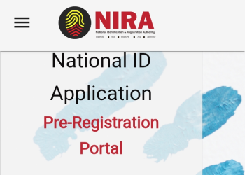 Image of the NIRA Pre-Registration Portal interface on a desktop screen, showing input fields for national ID renewal