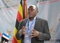 Former CID spokesperson Twiine Charles addressing the media at the Media Centre in Kampala.