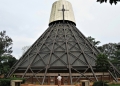 Namugongo Martyrs' Shrine stands tall, its unique architectural design inspired by traditional African huts, commemorating the Uganda Martyrs.