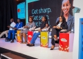 From left to right: Douglas Opio (ED, FUE), Rita Ngenzi (ED, Innovation Village Hub), Pamela Kabahesi (Country Programme Lead at BrighterMonday Uganda) & Evelyn Lwanga Ssematimba (Head Human Capital at MUA)