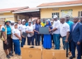 MTN Mobile Money MD Richard Yego and Bayobab MD Juliet Nsubuga lead MTN staff in handing over computers and commissioning renovations at St. Mary’s Health Centre in Kasaala as part of the ongoing 21 Days of Y’ello