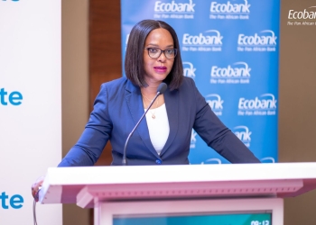 Grace Muliisa, managing director of Ecobank Uganda, speaks during the launch of "Ellevate by Ecobank," a new initiative to empower women-led businesses in Uganda.