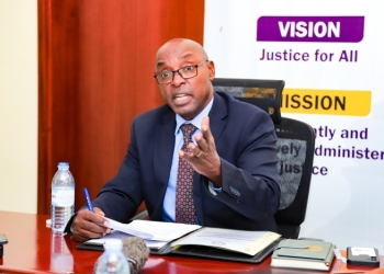 Deputy Chief Justice Dr.Flavian Zeija addressing the press at Judiciary headquarters on Monday.
