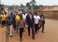 Mayor Emmanuel Sserunjogi, leading a team of local leaders in the inspection tour on Wednesday.