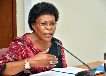 Inspector General of Government Beti Kamya Turwomwe speaks during a press briefing in Kampala.