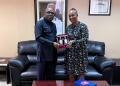 Nile Breweries Head of Marketing Wangechi Gitahi with Solly Sebola, Chargé d'Affaires at the South African High Commission.