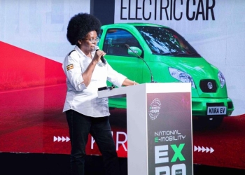 Minister for Science, Technology, and Innovation Dr. Monica Musenero emphasizes Uganda's strategic position in global industrial revolutions during the E-Mobility Expo launch.