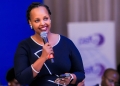 Doreen A. Muhangazi, PostBank Uganda’s Chief People and Strategy Officer, speaks during the National Private Sector Engagement Forum on Climate Finance in Kampala.