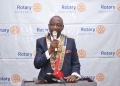 Rotary District 9213 Gov. Geoffrey Kitakule speaks at a press conference Tuesday at Protea Hotel Kampala.