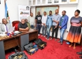 The suspects paraded before the media during the press briefing.