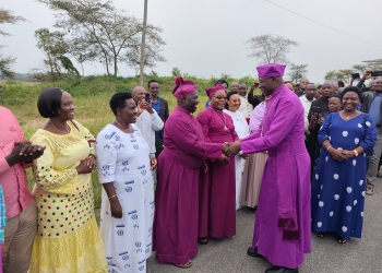 Archbishop Stephen Kazimba Mugalu being welcomed in Ruwenzori region.