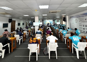 Local Protestant pastors and Shincheonji members take part in an "Open Revelation Bible Exam" in Dar es Salaam, Tanzania, on Aug. 18.