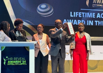 Professor Wasswa Balunywa receives the Lifetime Achievement Award from the Human Resource Managers Association of Uganda