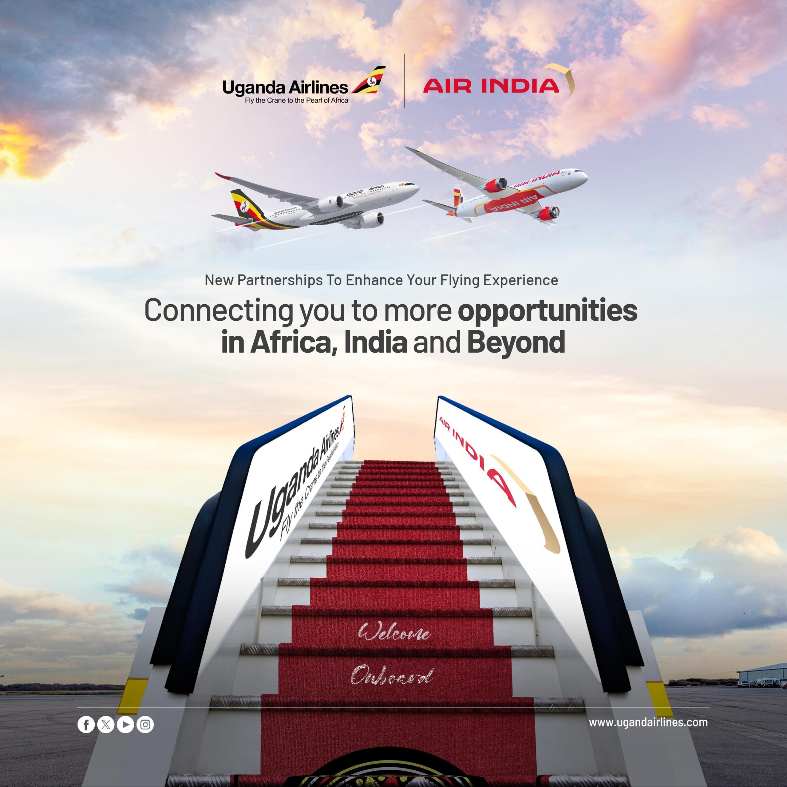 Uganda Airlines и Air India создали новое взаимосвязь, значительно расширив свои сети, чтобы обеспечить расширенную возможность подключения и варианты путешествий между Африкой и индийским субконтинентом.