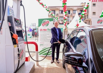 Jeane Christian Bergeron, CEO RUBiS Energy poses for a picture at the newly launched Kisasi RUBiS Service Station Fuel pump