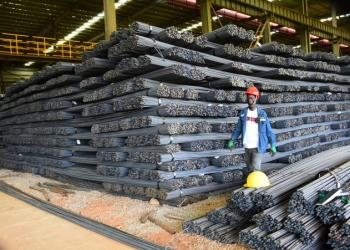 Some of the iron bars manufactured by Unisteel at Sino Uganda-Mbale industrial Park ready to be transported to market.