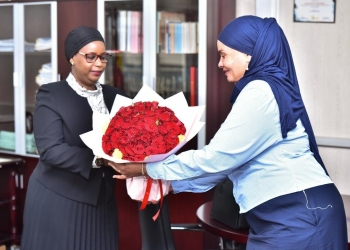 Lady Justice Batala (left) being welcomed at office.