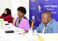 Lady Justice Mariam Wangadya, Chairperson of UHRC with Commissioners in Mbarara.