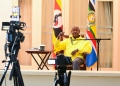 President Museveni addressing a radio talk show in Mbale City on on Saturday. PPU Photo.