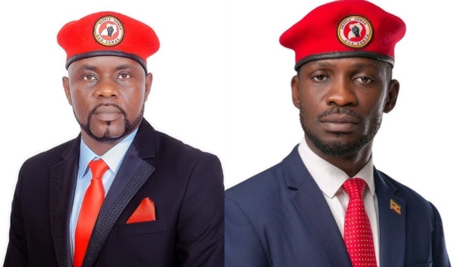 На фотомонтаже изображены президент NUP Роберт Кьягуланьи (справа), известный как Боби Вайн, и певец Матиас Валукагга. Валукагга недавно получила одобрение ПНЕ на участие в выборах в парламент Восточного Бусиро, что вызвало споры по поводу квалификации кандидатов.