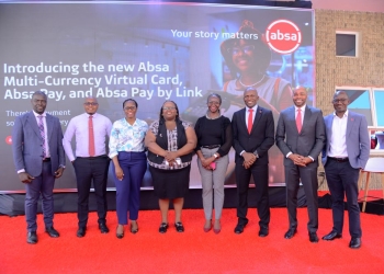Absa Bank Uganda officials and partners after the launch of the new digital payment solutions.