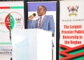 Makerere University Vice Chancellor Prof. Barnabas Nawangwe addresses students on campus, warning that Africa risks repeating historical setbacks without urgent investment in innovation and technology