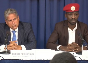 Bobi Wine with his outspoken international lawyer Robert Amsterdam in Washington DC at the September 6 Press Conference in Washington DC. (FILE PHOTO)