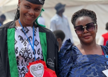 Edith Kukiriza with her mother on her graduation day.