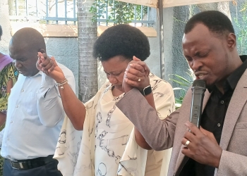 Dr. Sarah Bireete (in middle) during the Thanksgiving ceremony