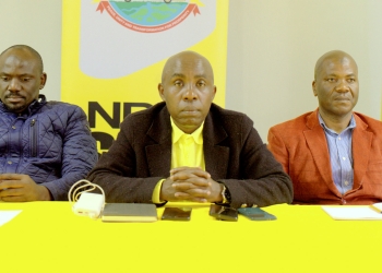 NRMSAC Chairman Isma Luzige addressing the media