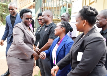 Chief Registrar, Her Worship Agnes Alum being welcomed by Judicial officers at LDC on Monday.