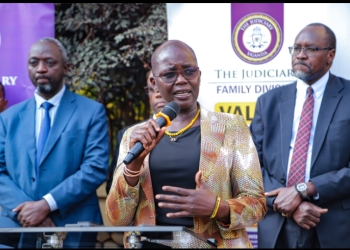 Principal judge Jane Frances Abodo addressing the gathering at Family Division of High Court in Kampala
