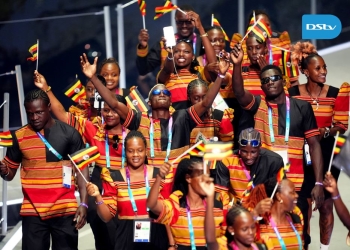 Team Uganda at the opening ceremony of the 2026 Commonwealth Games in Glasgow